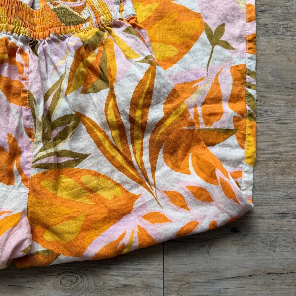 C&C California Pant Wide Leg 100% Linen Tropical Print Small Summer Flowy Boho - Picture 11 of 11